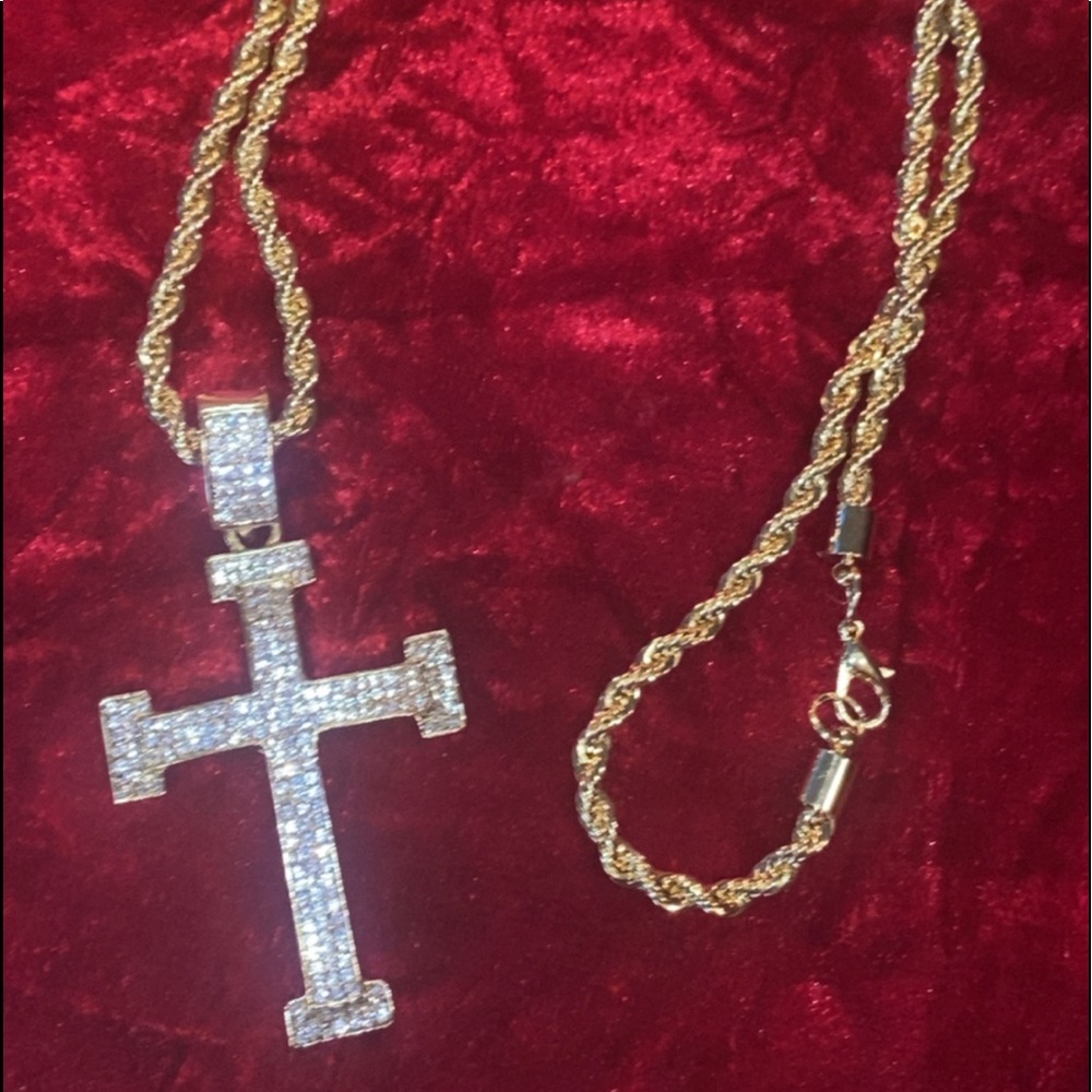 PAVE ENCRUSTED CZ STONES GP 24” ROPE NECK-CHAIN !!